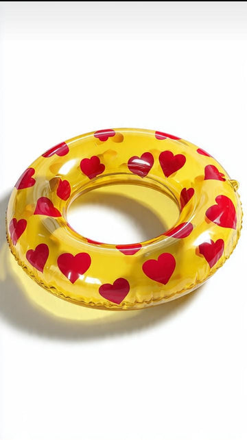 CELLUKO Heart Print Inflatable Swim Ring – Premium Pool Float for Kids & Adults