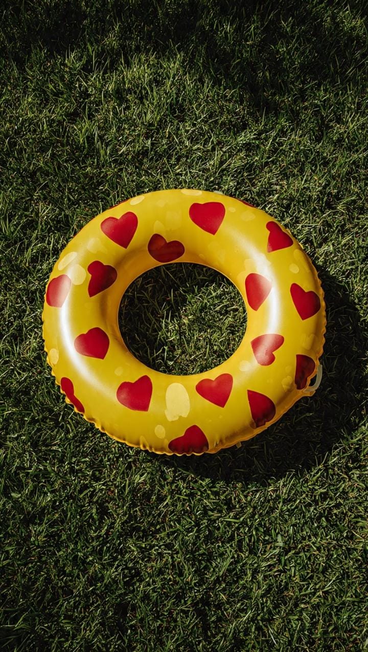 CELLUKO Heart Print Inflatable Swim Ring – Premium Pool Float for Kids & Adults